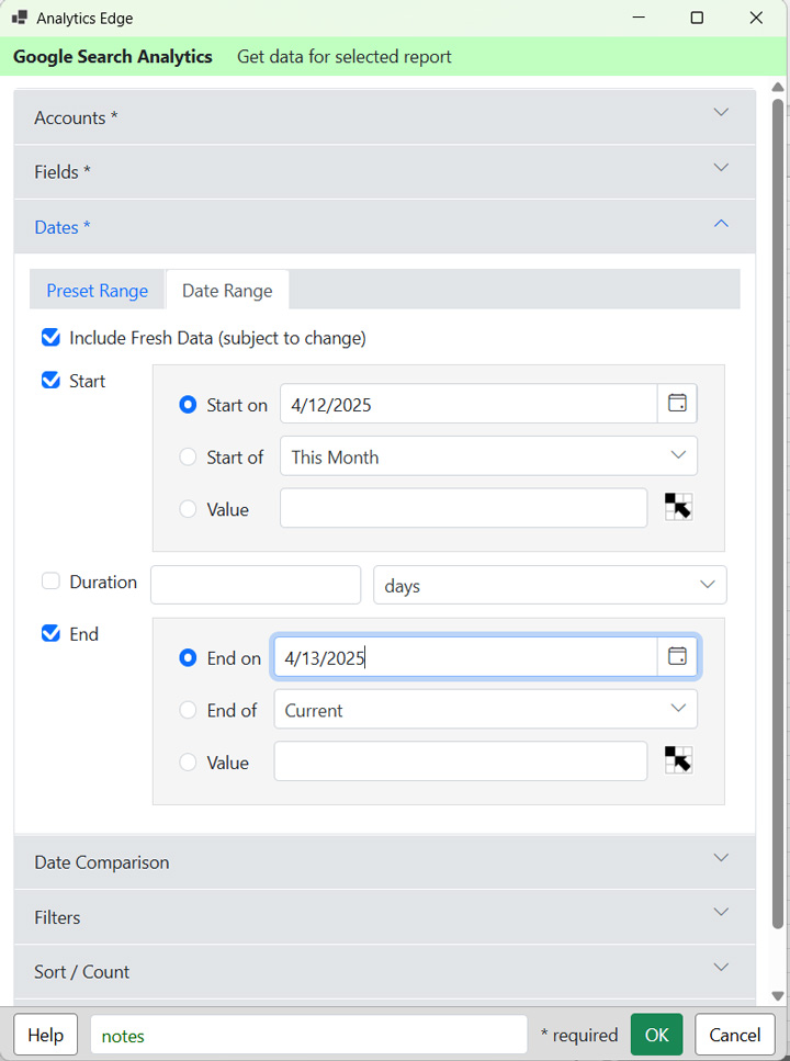 Setting a date range in Analytics Edge