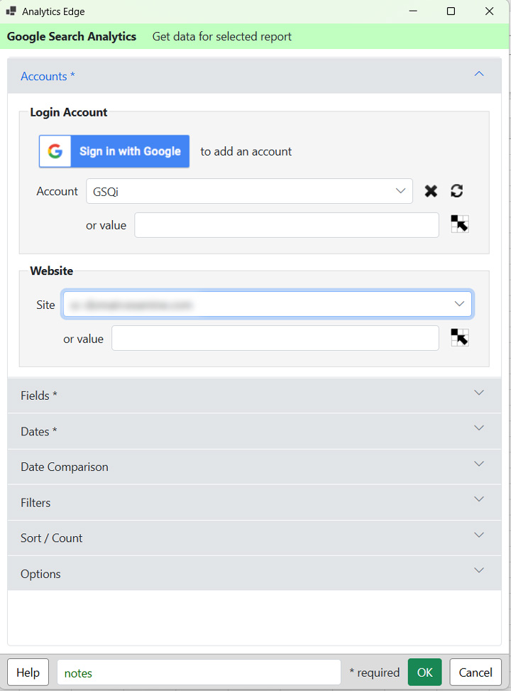 Selecting a site in Analytics Edge
